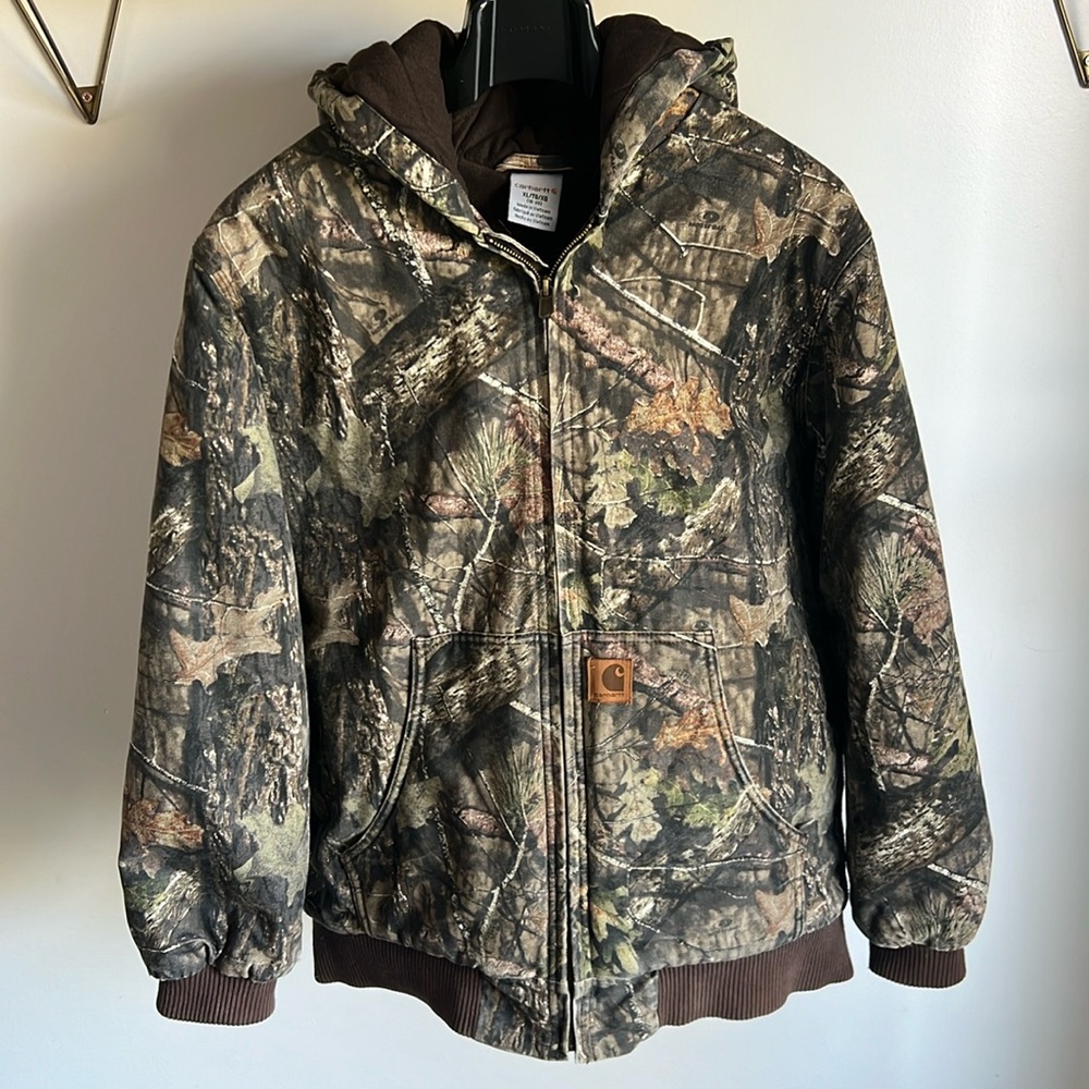 CARHARTT, RUGGED FLEX® DUCK LOOSE FIT INSULATED CAMO, Realtree, size XL Youth.